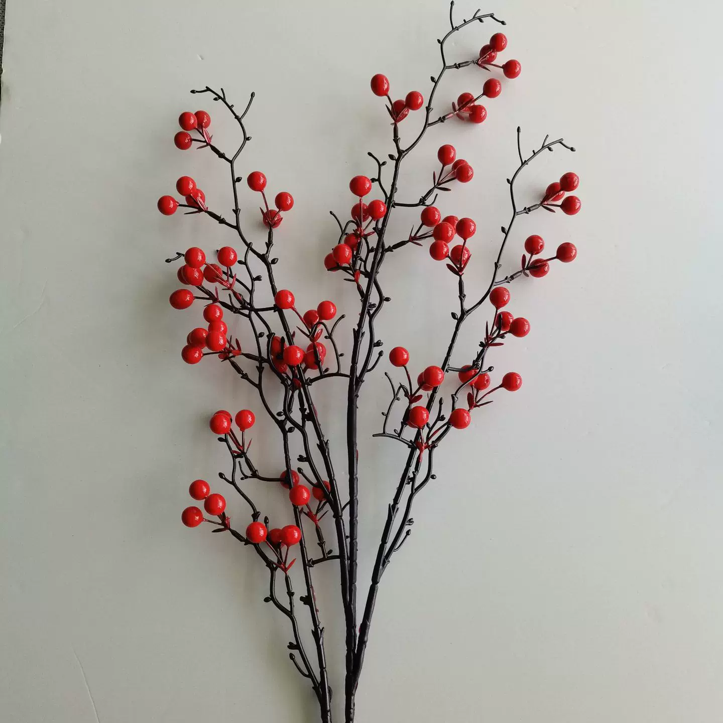 发财红浆果摆设冬青富贵餐桌摆仿真假花高档装饰客厅干花装饰摆件