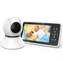新款baby monitor婴儿监视器摄像头720P 5寸液晶屏安全夜视带温度