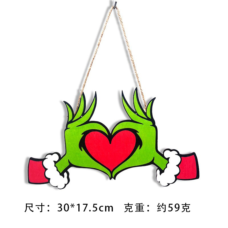 亚马逊跨境热销圣诞木制挂牌圣诞树装饰品前门格林奇派对装饰用品|undefined