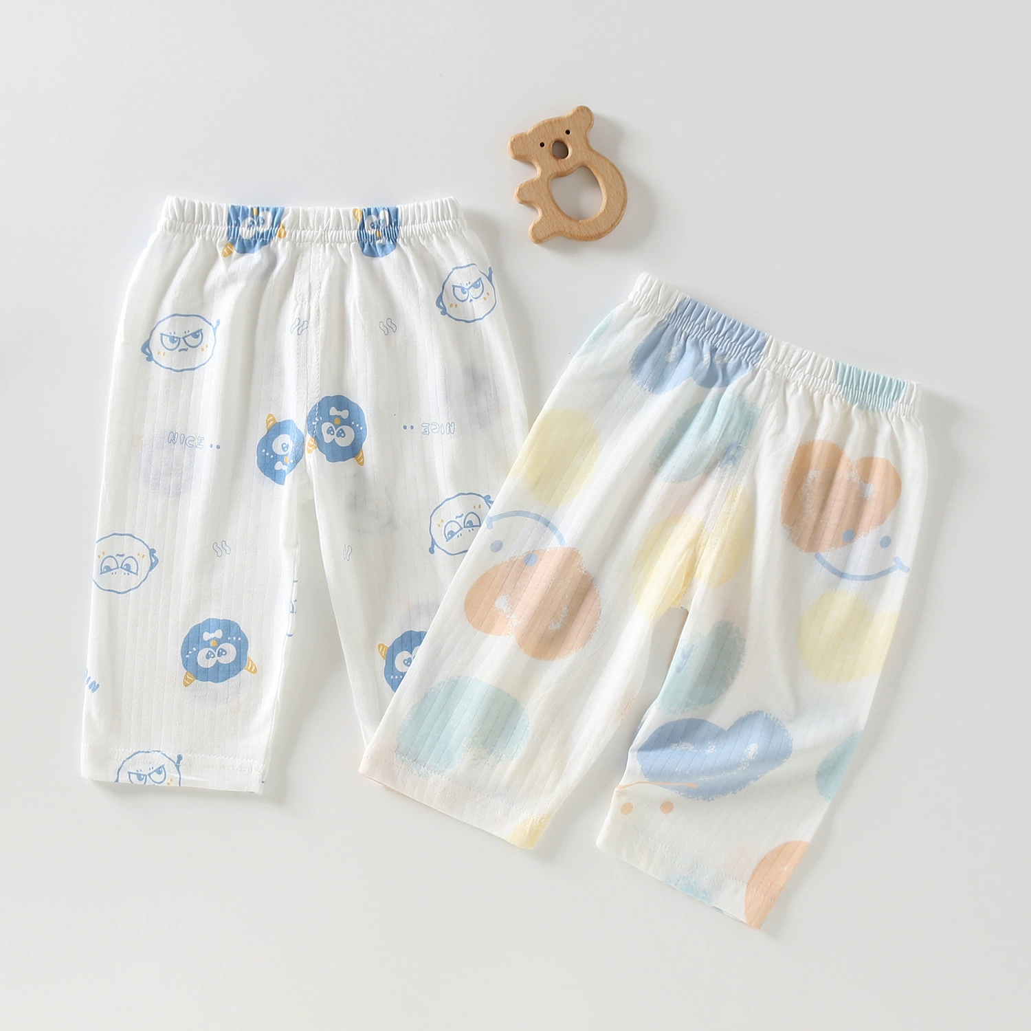 [2 штуки] детские укороченные брюки из хлопка для мужчин и женщин летом тонкие свободные шорты для дома пижамы