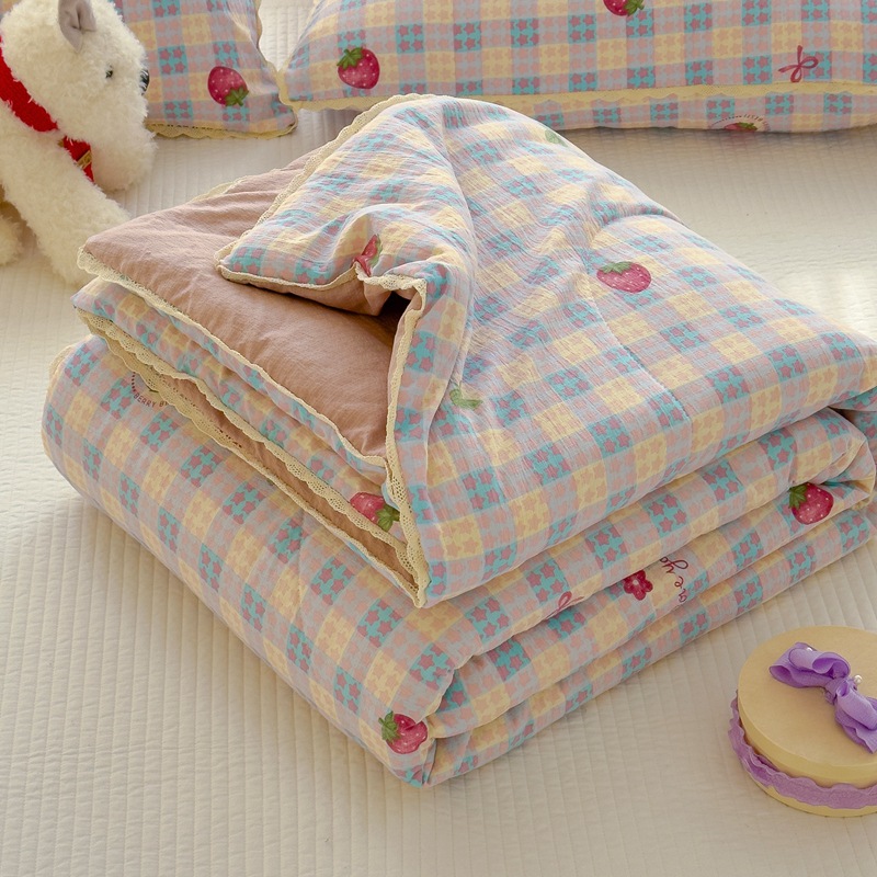Foreign Trade Class A Cloud Sense Double-Layer Yarn Antibacterial Summer Quilt Lace Jacquard Air Conditioning Quilt Water Washable Children's Summer Quilt