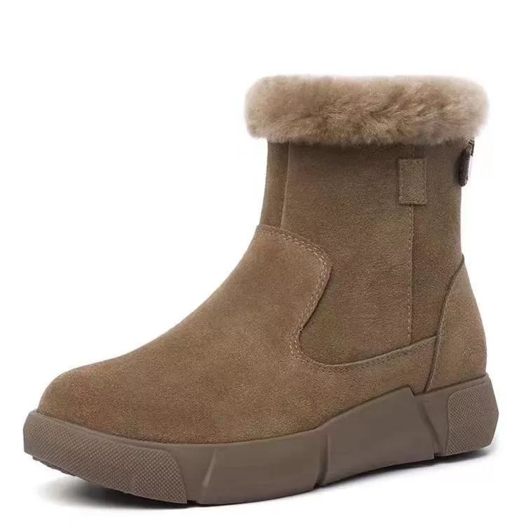 Warm platform ankle boots, low platform, fur‑trim collar, sizes 35–41