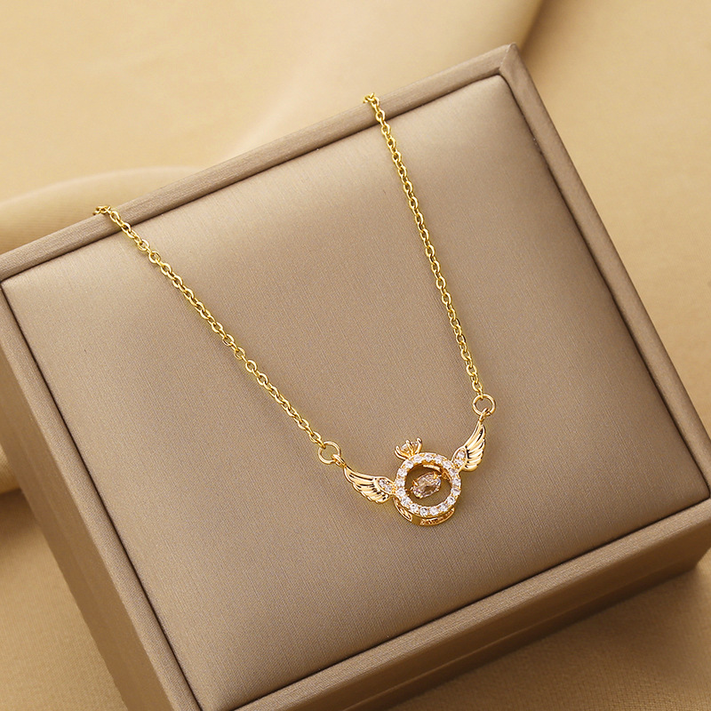 1 Piece Quantity Holiday Occasion Real Gold Plated Star Wings 304 Stainless Steel Simple Style Waterproof Non Tarnish Pendant Necklace