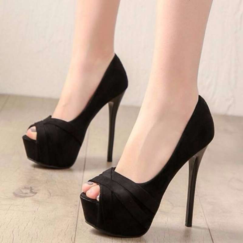 12cm Super High Heels Sexy Nightclub Korean Style Princess Shoes Waterproof Fish Mouth High Heels Stiletto Women's Shoes Spring and Summer