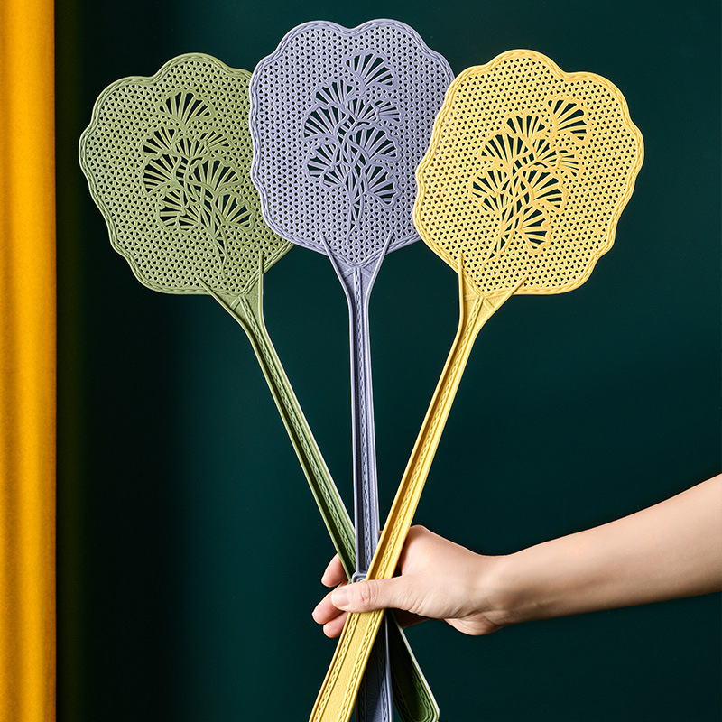 Manufacturer supplied 8921 PP fly swatter mosquito swatter durable mesh bodhi ginkgo long handle fly swatter