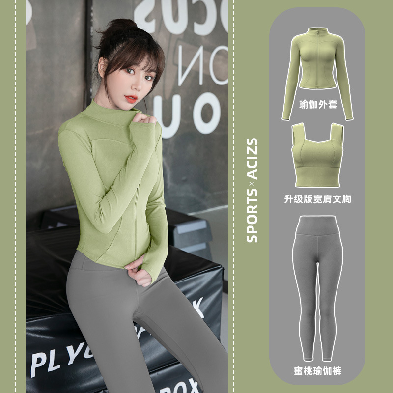 Spring and Autumn Wearing Running Training Slimming Yoga Sports suit Internet Celebrated Fitness Fashion Three-piece Sportswear