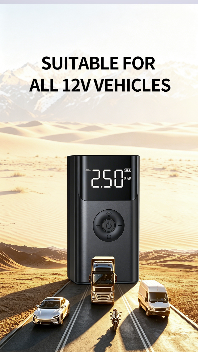 Car Emergency Start-Up and Inflation Multi-Function All-In-One Device, Power Bank Tire Inflator, Emergency Lighting Power Bank