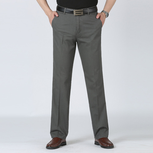 Mid-aged men's casual pants, 40-50 years old, middle-aged and elderly men's pure cotton pants, father's outfit, thin, loose, light business