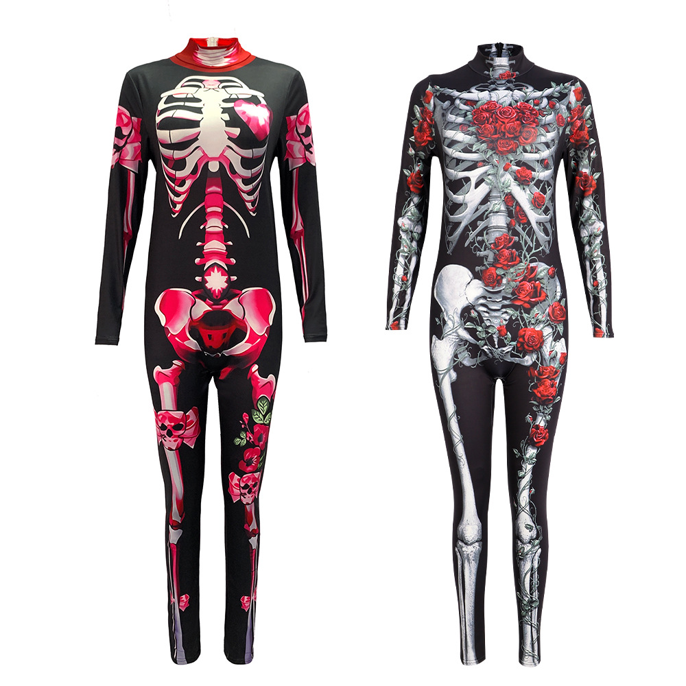 Mono de cosplay de esqueleto femenino para Halloween, disfraz de Grim Reaper para actuación en escenario, traje de cosplay, venta al por mayor transfronteriza.