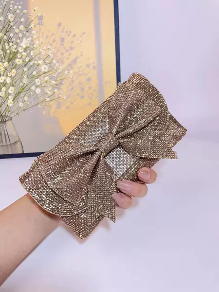 New cross-border rhinestone evening bag high-class bow shiny evening bag European and American women factory direct supply