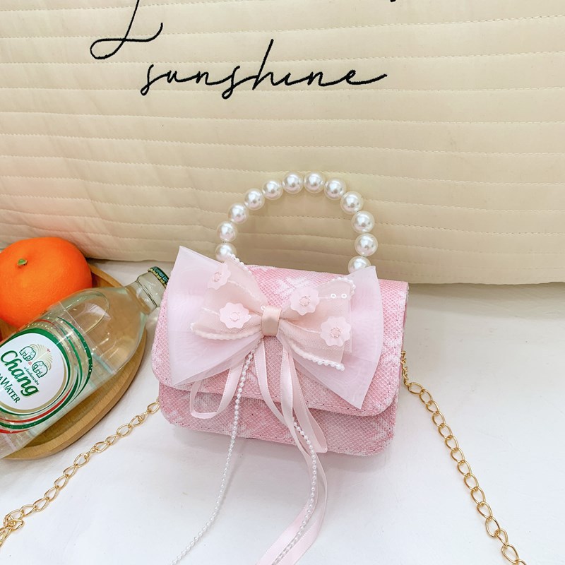 Nueva moda para niños estilo chanel princesa aisha bolsa de niña perla bolsa de mensajero portátil red del teléfono móvil bolsa roja