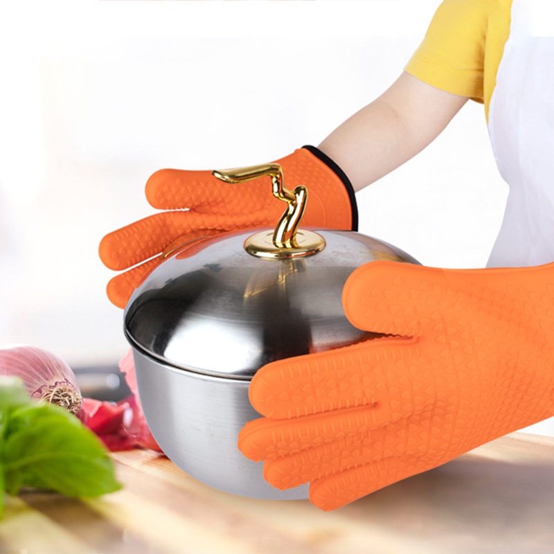 硅胶隔热手套 厨房好帮手硅胶加棉双层隔热手套防水防滑硅胶手套