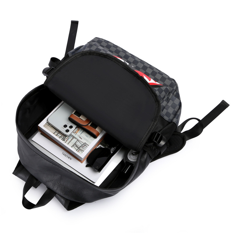 Mochila hombres marca de moda europea y americana moda Plaid mochila de viaje de moda todos los partidos de cuero niños mochila bolso de la computadora