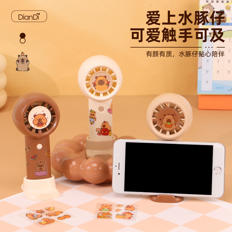 涡轮手持小风扇手机支架小风扇usb充电迷你便携式卡通跨境电扇厂