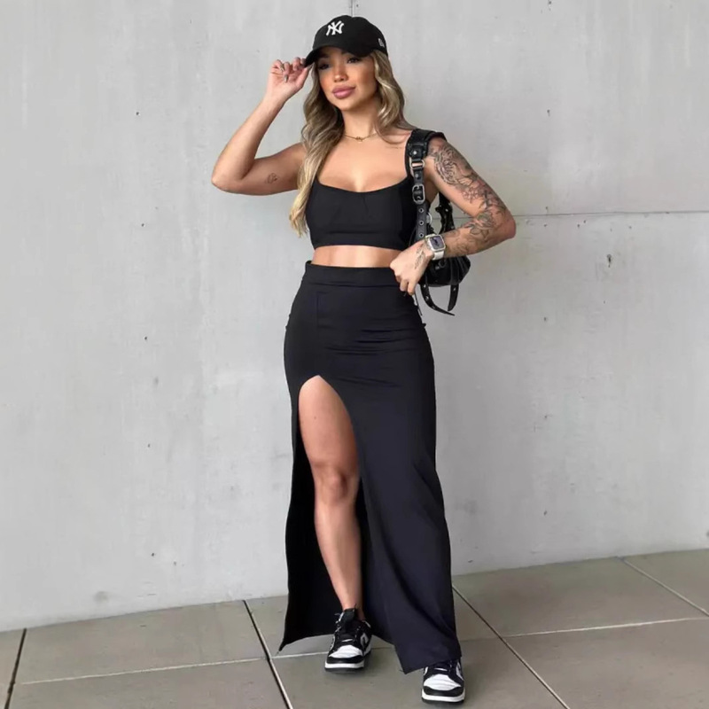 AliExpress eBay Hot Sexy Side High Split Sheath Long Skirt Multi-color Skirt New European and American Women's Clothing