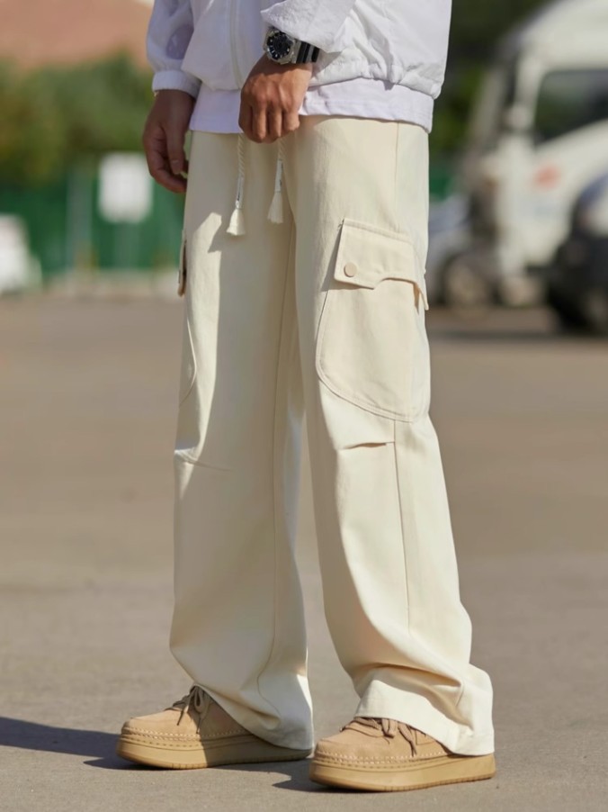 Casual pants men's spring and autumn 2024 new outdoor hiking overalls sports loose wide leg functional wind pants