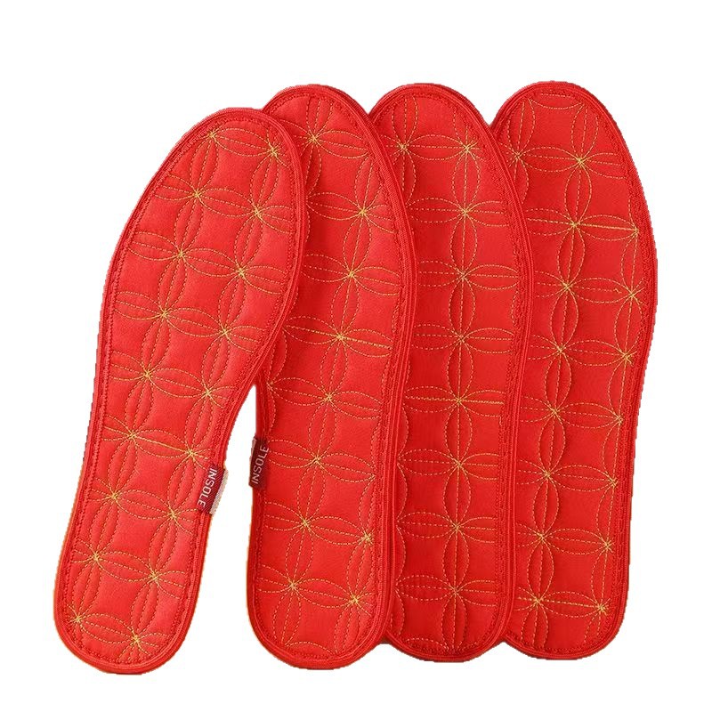 Doble cara plantilla roja transpiración sudor inolor para hombres y mujeres, la vida del año de boda rojo, plantilla de algodón bordada