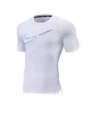 American Bodysuit Short-Sleeved Polo Men's Elastic Fitness Sweat-Absorbent Quick-Drying Sports Coaching Clothes Running Training Clothes Waist-Cinching