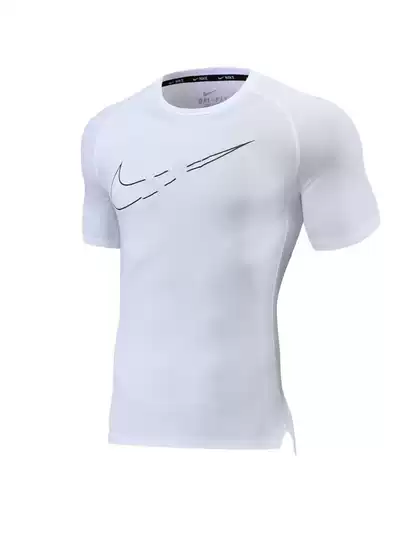 American Bodysuit Short-Sleeved Polo Men's Elastic Fitness Sweat-Absorbent Quick-Drying Sports Coaching Clothes Running Training Clothes Waist-Cinching