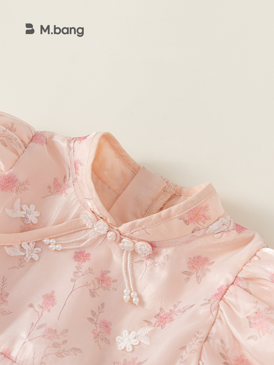 Youbao ropa para niños cheongsam con hebilla para niños falda de malla floral vestido de estilo chino para niñas falda de niña de moda nacional