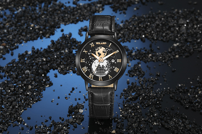 new hot sale fashion Earth calendar men's watch men's watch Belt Men's Watch_voghion.com