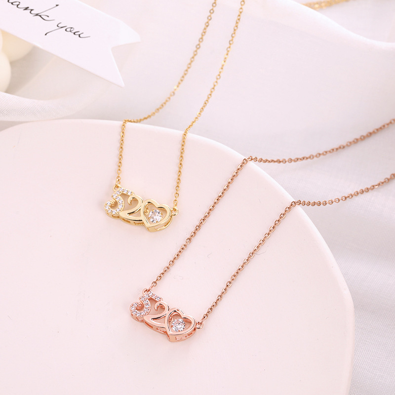 民升 韩版520灵动项链女网红国潮灵动我爱你吊坠时尚轻奢风锁骨链