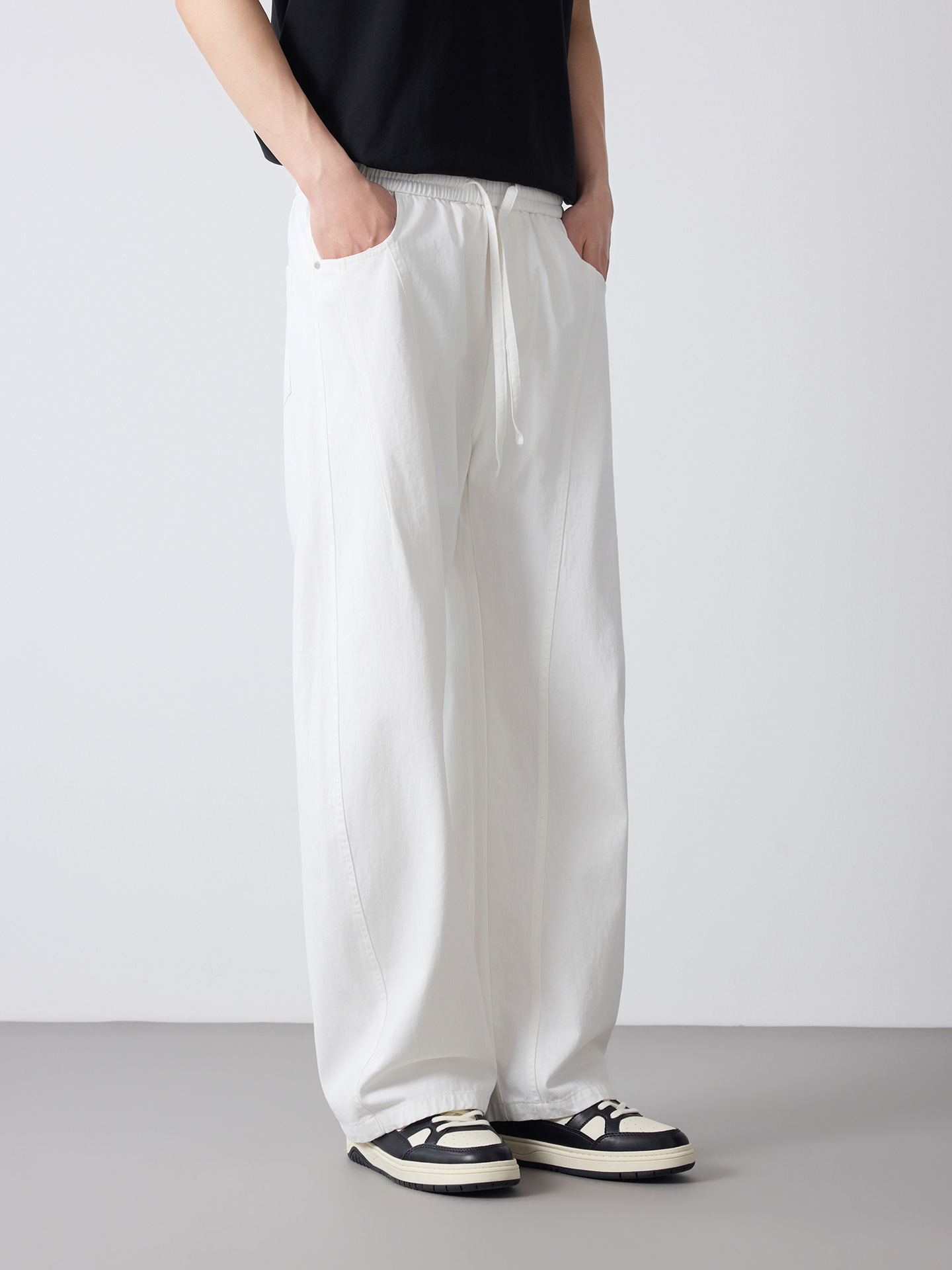 Quần jean nam ống rộng phong cách Mỹ chất liệu cotton — đen