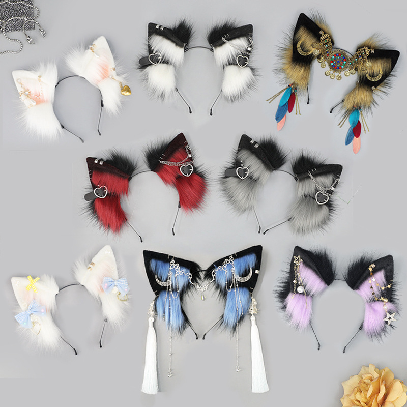 Hecho a mano de peluche lindo bestia oído Cosplay comic show punk diadema chica caliente tocado estilo europeo y americano accesorios para el cabello