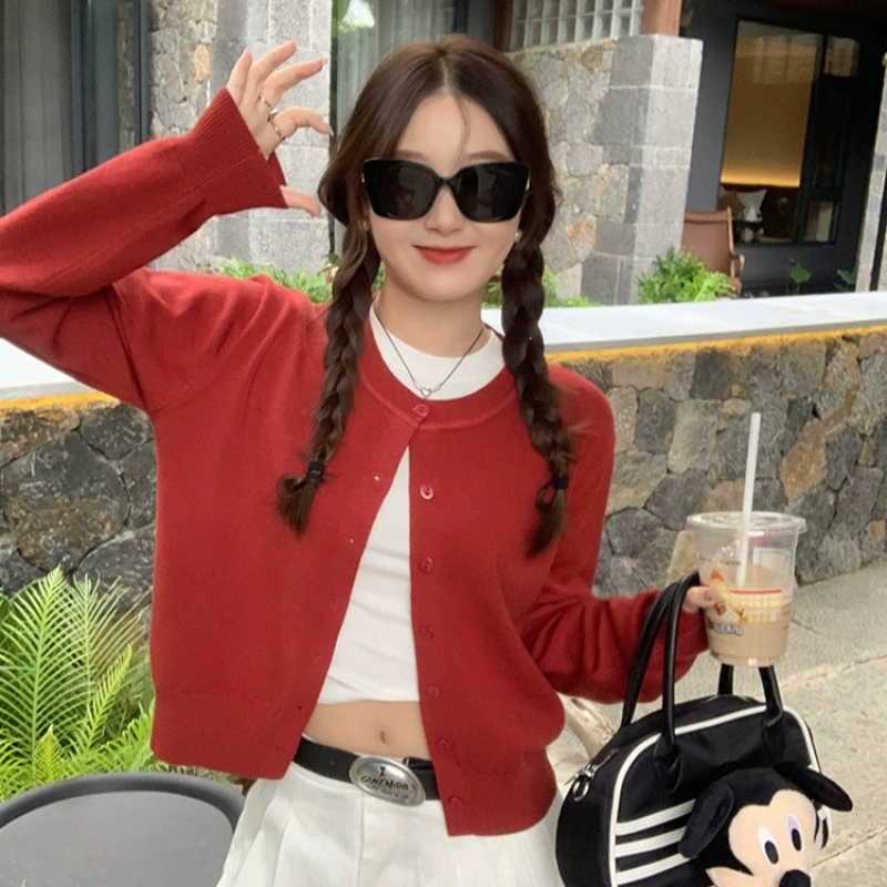 Вязаная куртка-кардиган женская осенняя популярная новинка желтого цвета тонкий весенне-осенний верхний свитер свободный