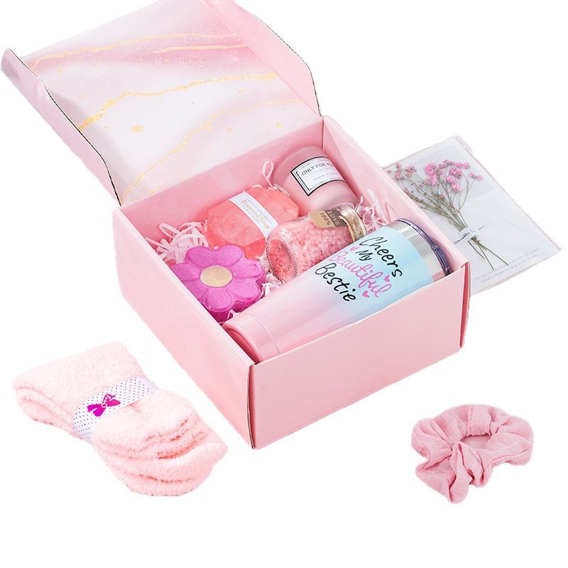 Juego de regalo transfronterizo Día de la madre Caja de regalo de mano Vela de aromaterapia Caja de regalo de baño Regalo de cumpleaños creativo al por mayor