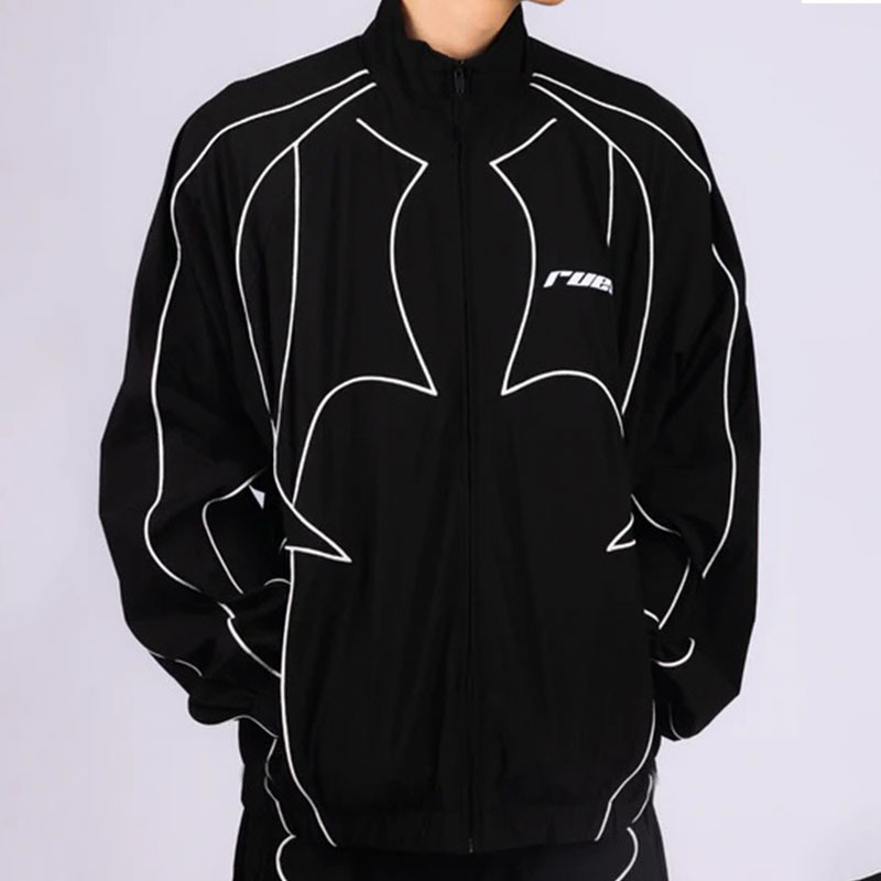 European and American Cross-Border New Autumn and Winter Stand-Collar Men's Jacket, Loose and Versatile, Embroidered Pattern Patchwork Coat, Windbreaker