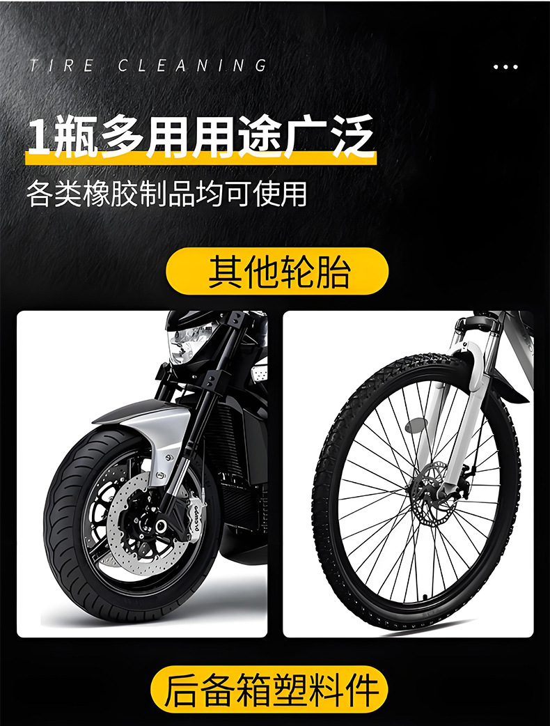 Car Tire Shine Agent, Blackening and Long-Lasting Tire Wax, Maintenance and Anti-Aging Foam Wheel Hub Cleaner