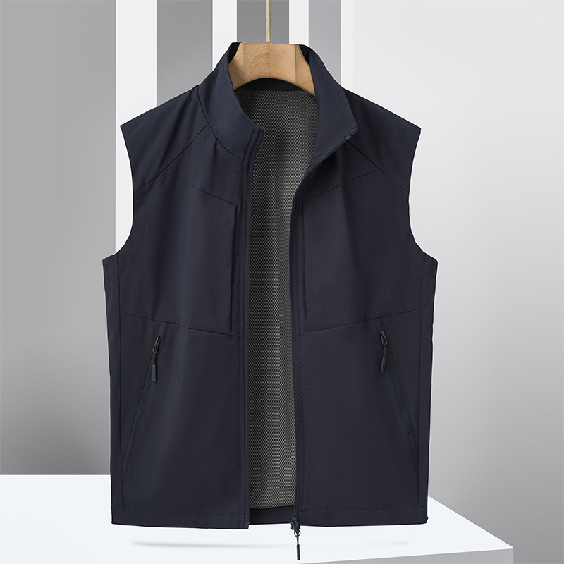 Outdoor Vest Spring and Summer Cardigan Sleeveless Stand Collar Jacket Breathable Casual Fishing Photography Sports Waistcoat Vest