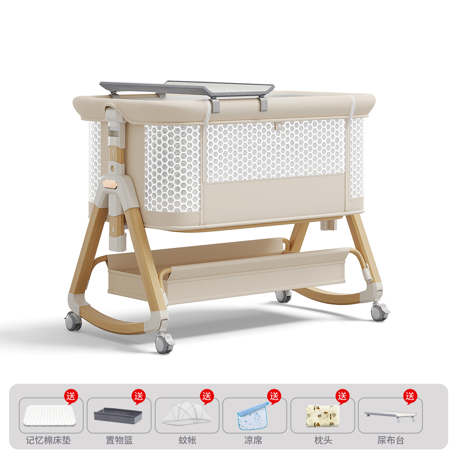 Cama de bebé móvil portátil cuna cama plegable multifuncional BB cama para recién nacidos empalme cama grande