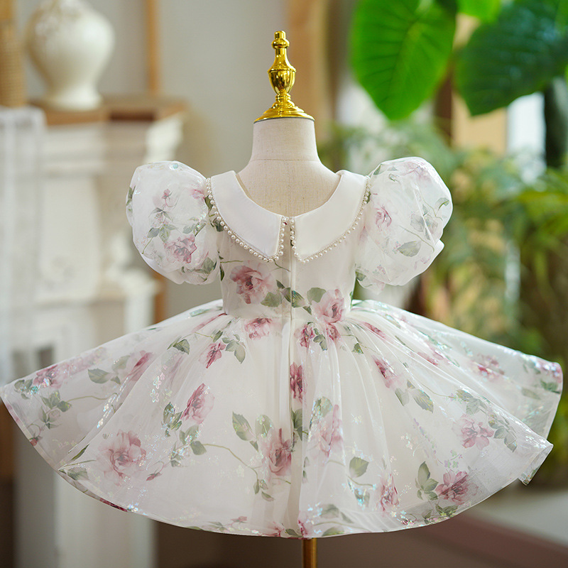 Girls' First Birthday Dress Little Girl Princess Dress Flower Girl Dress Children's Host Wedding Dress Catwalk Piano Performance Costume_voghion.com