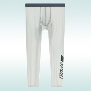Ultra-thin High Elastic Fitness Yoga Pants Men's Tight Ice Silk Translucent Running Nine-point Sports Base Pants Home Pants
