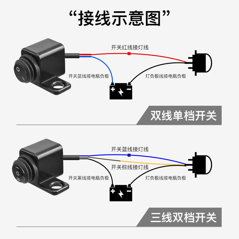 Motorcycle external spotlight switch, clamp button, rear view mirror, modified accessory control switch, waterproof switch