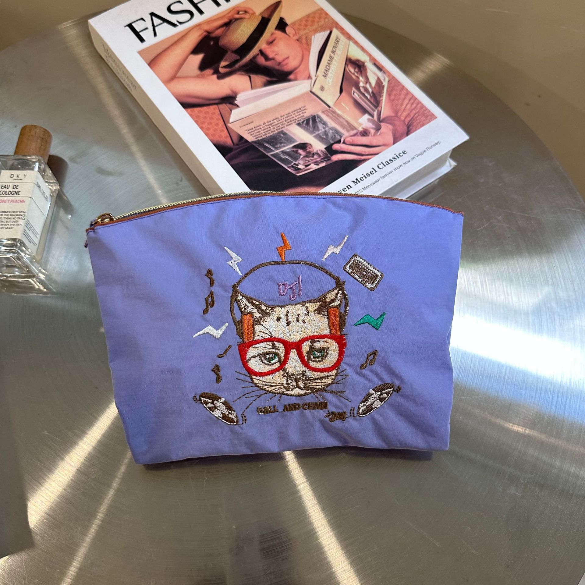 보라색 번개 고양이 화장품 가방