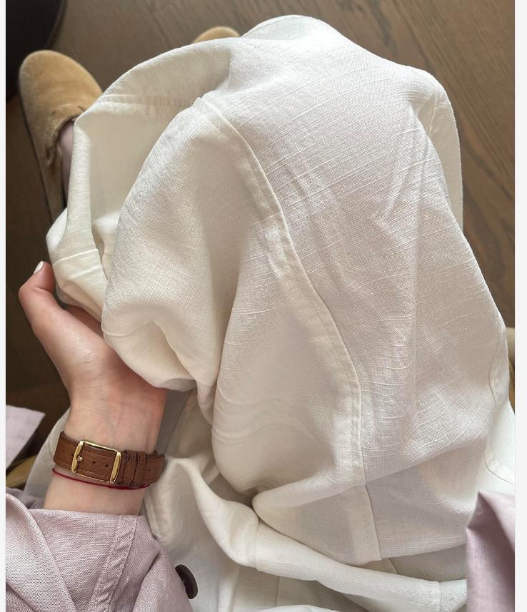 Quần culottes ống rộng nữ eo cao dáng suông chất liệu tơ tằm linen mềm mại mùa hè — Trắng - Nhỏ, Trắng - Quần dài chi tiết 9