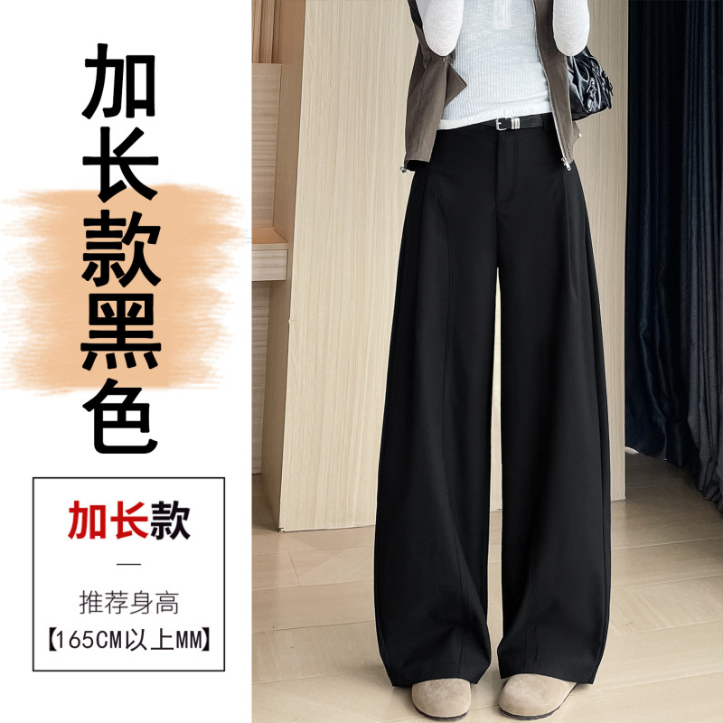 卡其色潮流侧压褶阔腿裤显瘦2025秋季新款宽松阔腿裤时尚女裤子|undefined