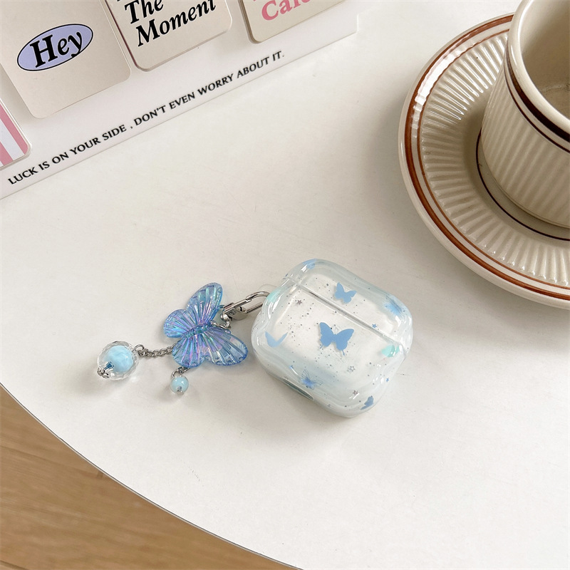 ドリームバタフライ AirPods4 Apple Bluetooth ワイヤレスヘッドフォンカバー 1/2/3 世代 pro2 かわいいペンダント女性用|undefined