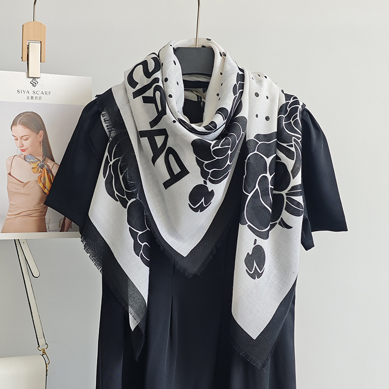 Bufanda a juego con ambiente de nicho retro de primavera y verano, chal fino con estampado de lunares florales simples para damas coreanas