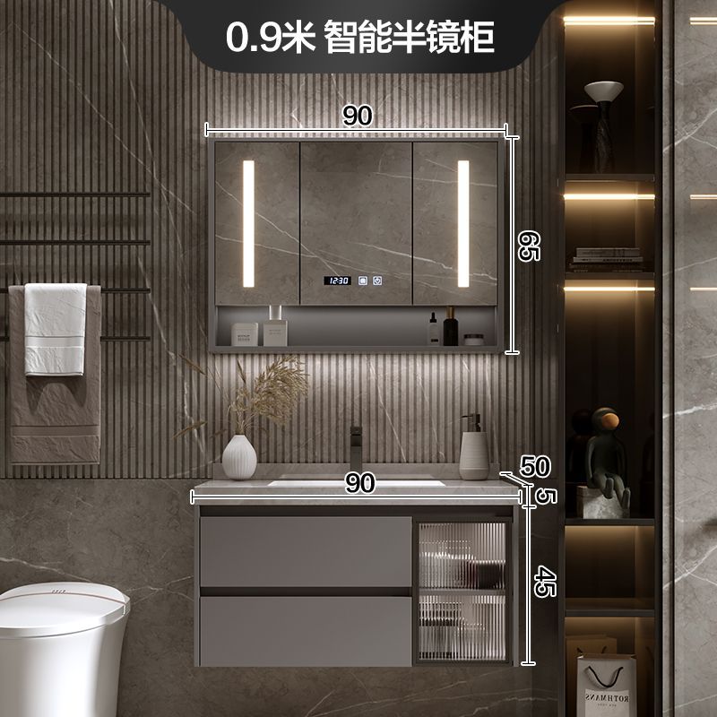 Placa de roca sin fisuras cuenca integrada inteligente gabinete de baño combinación de baño tabla de lavado lavabo