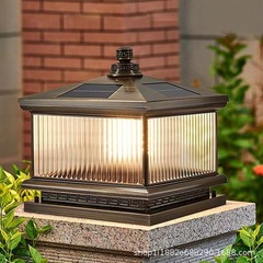 全銅太陽エネルギー灯中国式電気庭柱ヘッドライト屋外防水別荘玄関塀花園柱灯