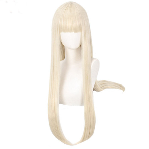 Crazy Gambling Abyss yellow wig, Huang Quanzuki Runa Luna cos anime wig, milky blonde face-shaping wig with bangs