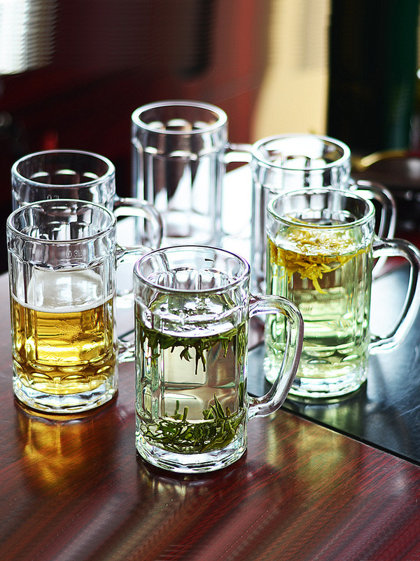 Tempered Glass Cup with Handle, Anti-Fall, Household High Temperature Resistant Beer Cup, Chess and Card Room Tea House Special Tea Cup Set