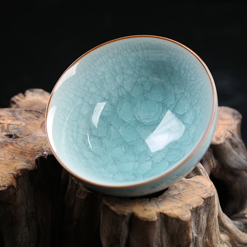 Ruyao 찻잔 마스터 컵 보르네올 피 찻그릇 얼음 균열 개인 차 시음 컵 쿵푸 차 세트 찻잔 선물 상자