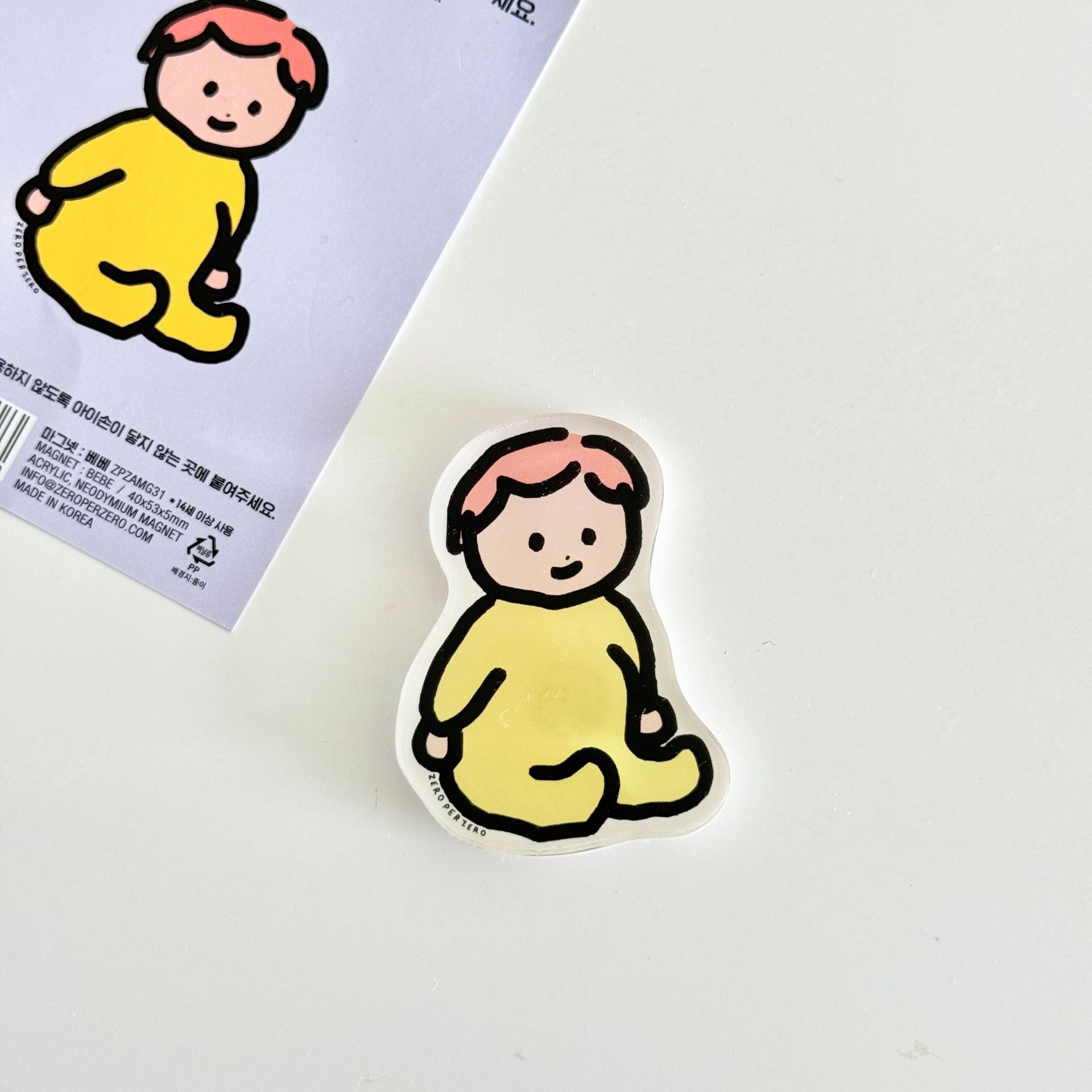 Corea del Sur zeroperzero familia ilustración de padres e hijos pegatinas de refrigerador acrílico imán magnético pegatinas de fotos