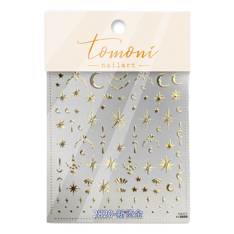 Tomoni Gold Foil Nail Art Simple Nail Stickers Four-Pointed Star Moon Small Accessories Shanghai Moji Information Technology Stickers