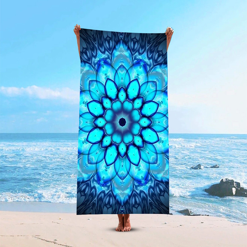 European and American Cross-border Datura Flower Beach Towel High-grade Fine Fiber Beach Towel Outdoor Beach Quick-drying Bath Towel for Women